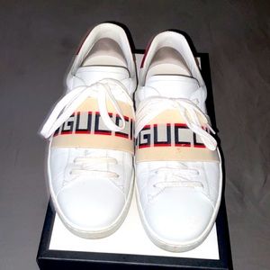 Gucci Stripe Leather Shoes Red & White